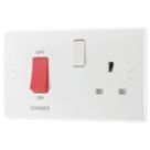 British General 800 Series 45A 1-Gang DP Cooker Switch & 13A DP Switched Socket White
