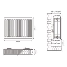 Flomasta 600mm x 700mm 4082BTU White Type 22 Convector Radiator
