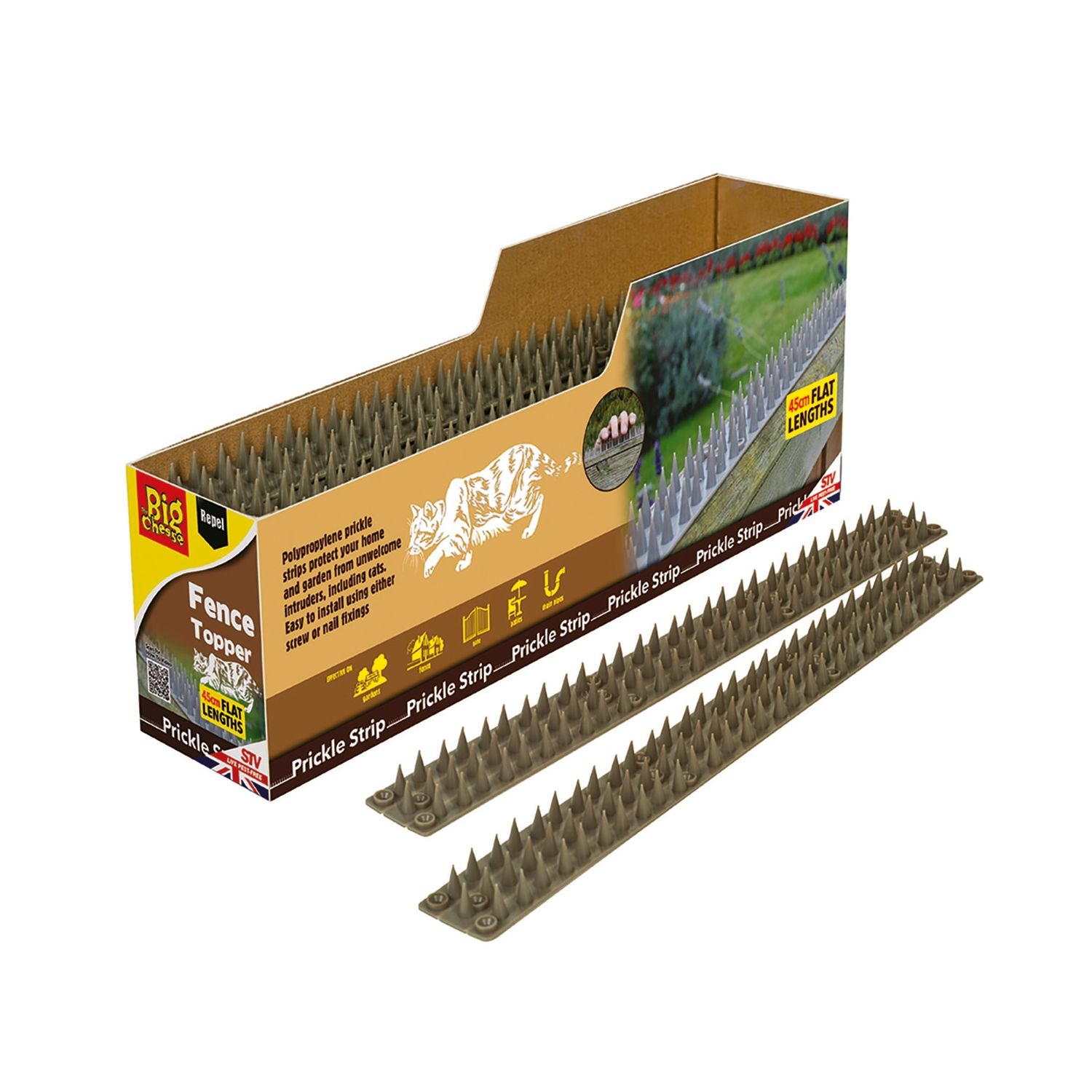STV Pest Free Defenders Polypropylene Cat & Squirrel Fence Top Flat Prickle Strips 450mm 24 Pack (27603)