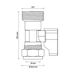 Flomasta Compression Washing Machine Valve With Check Valve 15mm x 3/4"