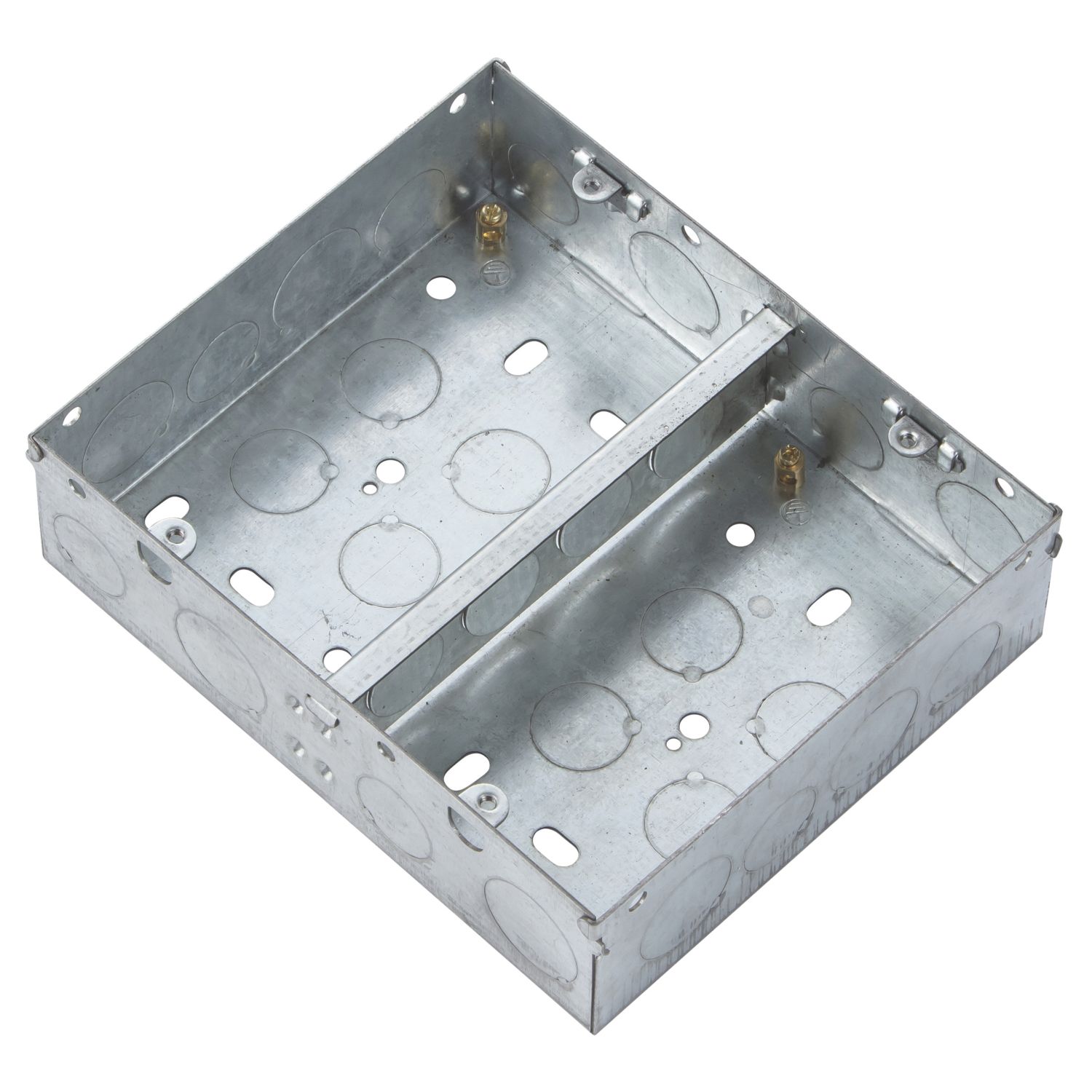 Knightsbridge 2 x 2-Gang Galvanised Steel Multimedia Plate Back Box 47mm (276AM)