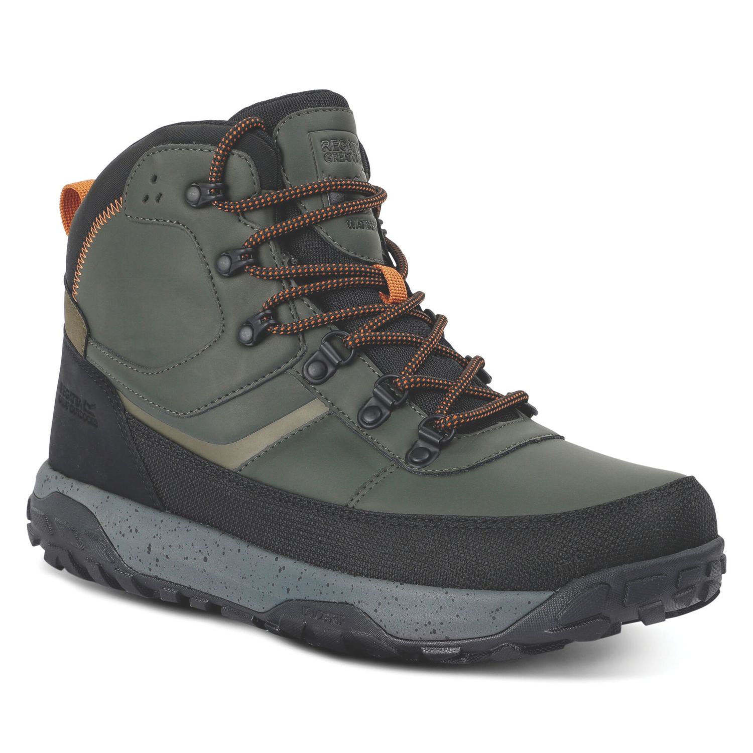 Regatta Renford Size 7 Dark Khaki / Pumpkin Spice Waterproof Non Safety Work Boots (276AT)