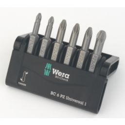 Wera Bit-Check 6 PZ Universal 1 1/4" Hex Shank PZ Bit Set 6 Pieces