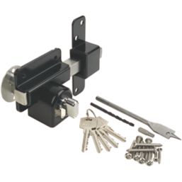 Refurb GateMate Black  Euro Profile Long Throw Lock 50mm