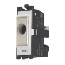 Contactum  16A Modular Flex Outlet Brushed Steel with White Inserts