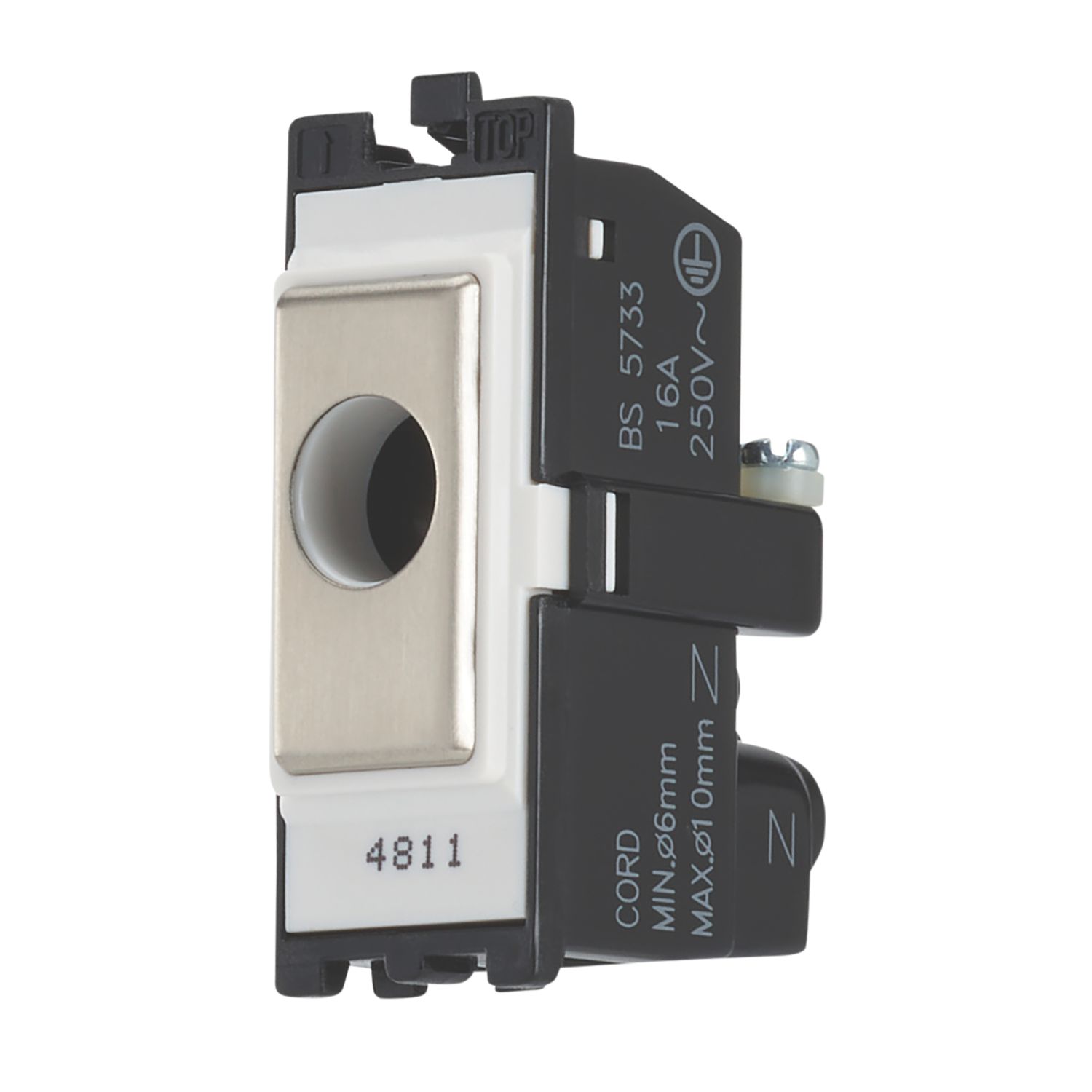 Contactum 16A Modular Flex Outlet Brushed Steel with White Inserts (276RX)