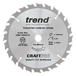 Trend CraftPro CSB/16548TC Wood Circular Saw Blade for Cordless Saws 165mm x 15.88mm 48T