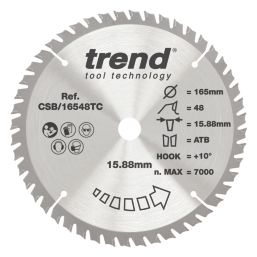 Trend CSB/16548TC Wood Circular Saw Blade for Cordless Saws 165mm x 15.88mm 48T