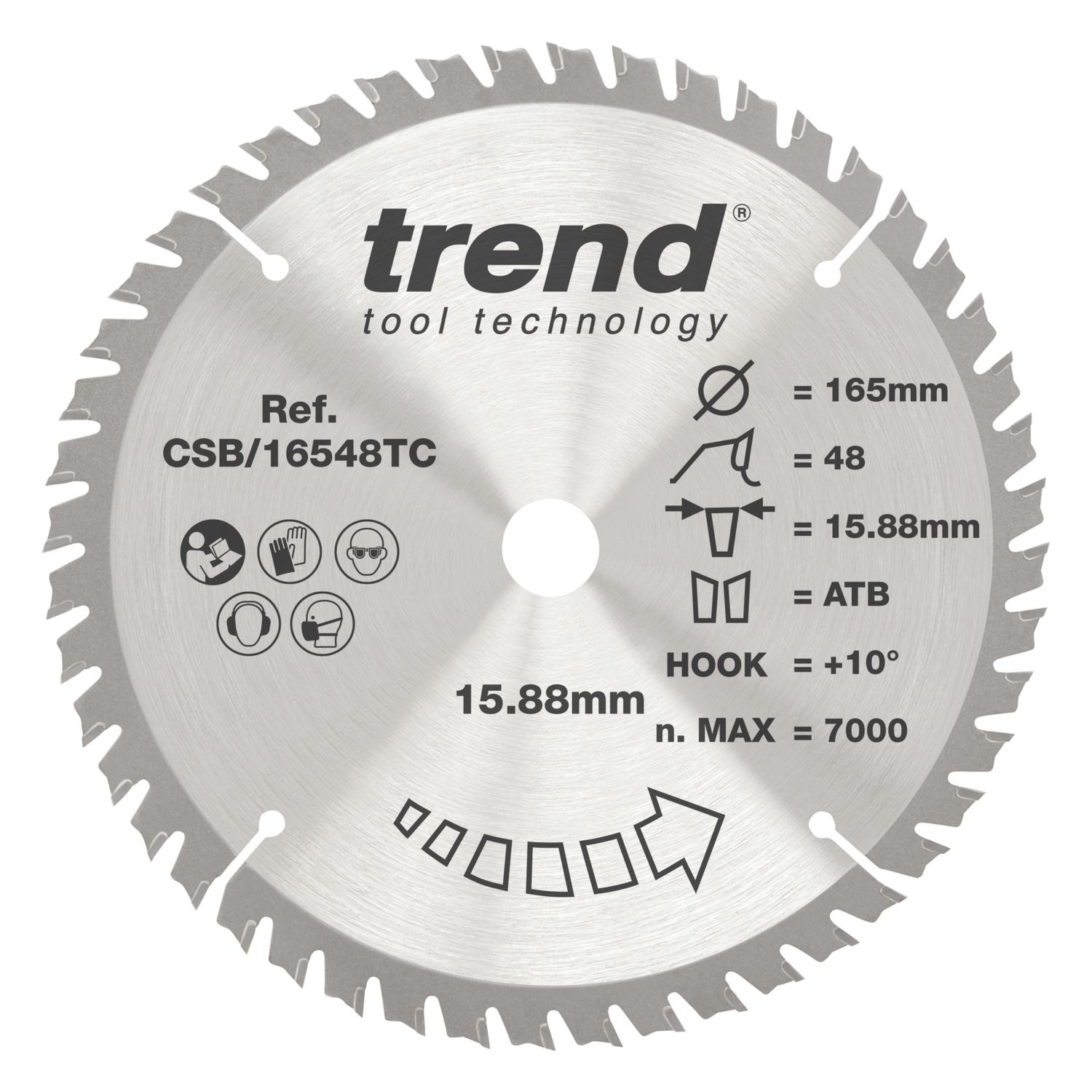 Trend CSB/16548TC Wood Circular Saw Blade for Cordless Saws 165mm x 15.88mm 48T (276XG)