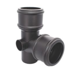 FloPlast  Push-Fit 92.5° Double Socket Branch with Side Bosses Black 110mm