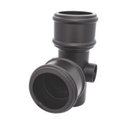 FloPlast  Push-Fit 92.5° Double Socket Branch with Side Bosses Black 110mm
