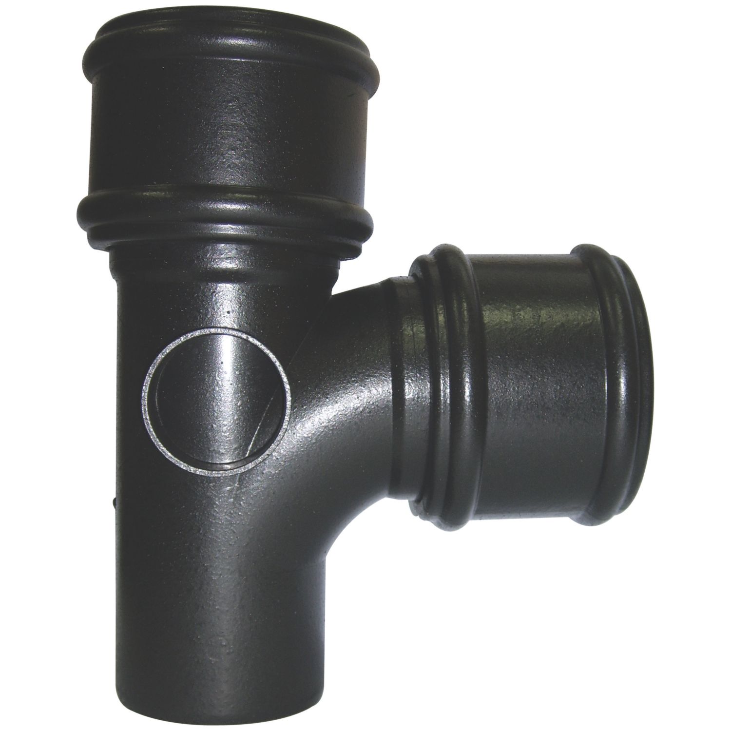 FloPlast Push-Fit 92.5° Double Socket Branch with Side Bosses Black 110mm (27727)
