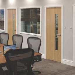 Green & Taylor  1-Clear Light Satin Lacquered Oak Wooden Traditional Internal Fire Doors with Glass 2040mm x 926mm