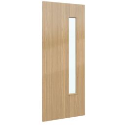Green & Taylor  1-Clear Light Satin Lacquered Oak Wooden Traditional Internal Fire Doors with Glass 2040mm x 926mm