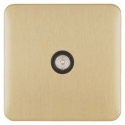 Schneider Electric Lisse Deco 1-Gang Coaxial TV / FM Socket Satin Brass with Black Inserts