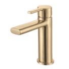 Genoa Brushed Brass 161mm Standard Lever Mono Basin Mixer Tap  With Clicker Waste