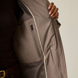 Regatta Eloria Womens Hooded Long Quilted Coat Mocha - 4S8 Size 8
