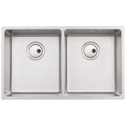 Abode Matrix 2 Bowl Stainless Steel Undermount & Inset Kitchen Sink 740mm x 440mm