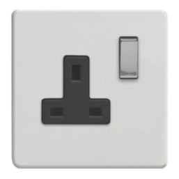 Varilight  13A 1-Gang 2-Pole Switched Socket Paintable  with Black Inserts