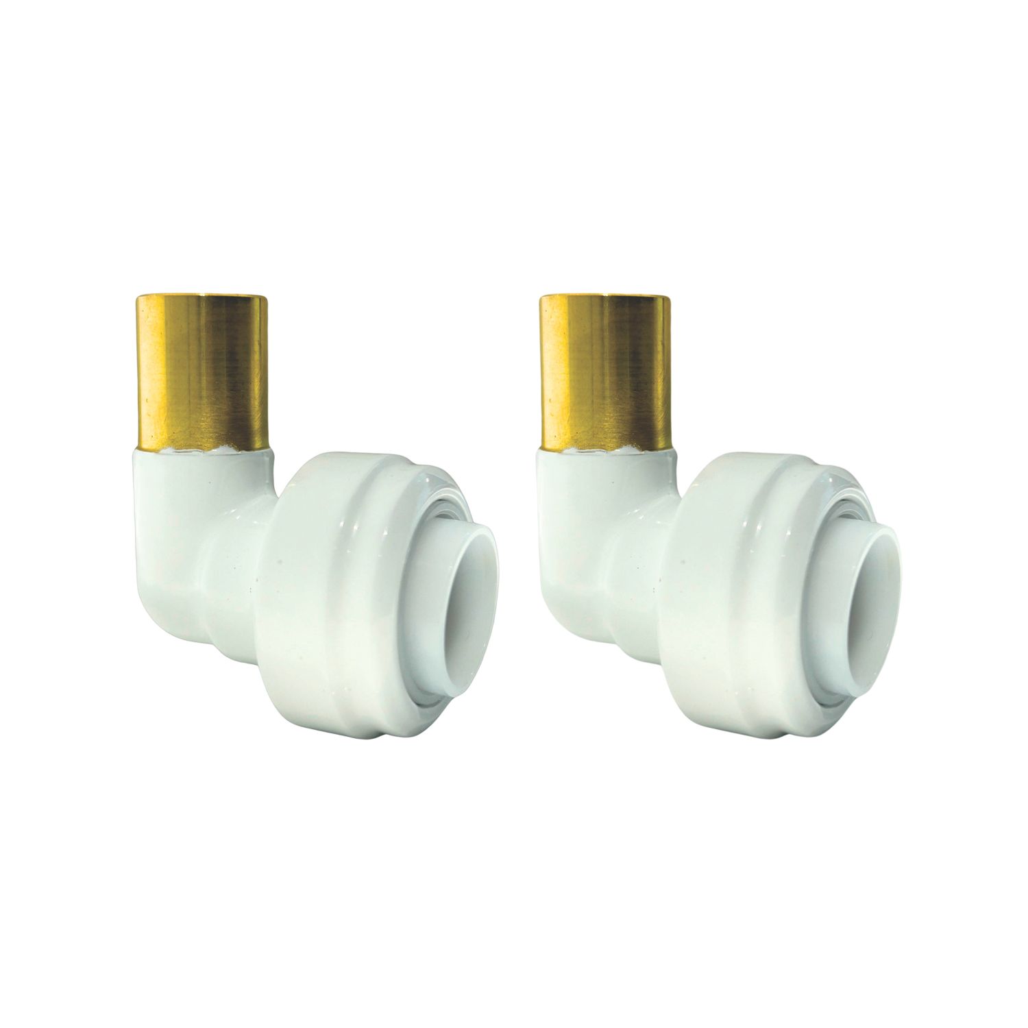 ETAL Brass Push-Fit Equal 90° White Stem Elbow 15mm 2 Pack (277YU)