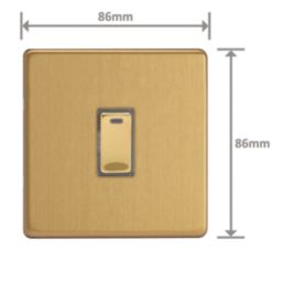 Varilight  20A 1-Gang 2-Pole Control Switch Brushed Brass with LED with Colour-Matched Inserts