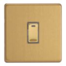 Varilight  20A 1-Gang 2-Pole Control Switch Brushed Brass with LED with Colour-Matched Inserts