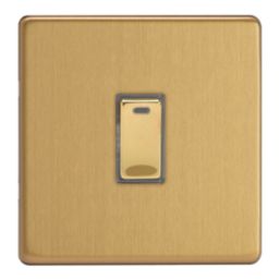 Varilight  20A 1-Gang 2-Pole Control Switch Brushed Brass with LED with Colour-Matched Inserts