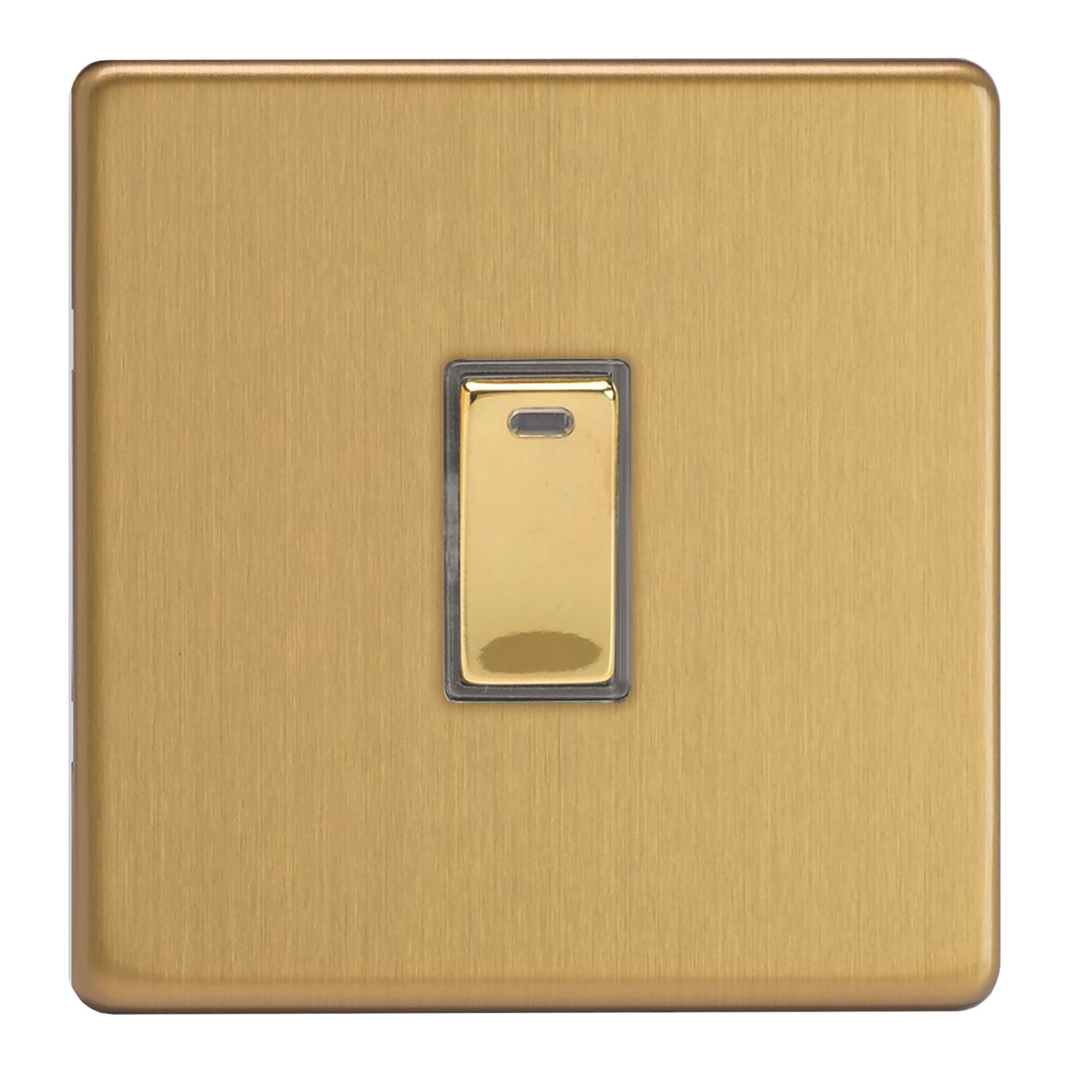 Varilight 20A 1-Gang 2-Pole Control Switch Brushed Brass with LED with Colour-Matched Inserts (2780T)