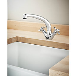 Swirl Traditional Sink-Mounted Mono Mixer Kitchen Tap Chrome