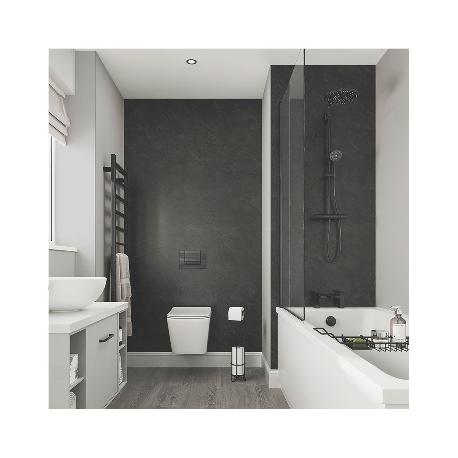 Multipanel Unlipped Bathroom Waterproof Wall Panel Matt Riven Slate 2400mm x 900mm x 11mm (278CG)