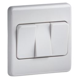 Knightsbridge Curved Edge 10AX 3-Gang 2-Way Light Switch  White