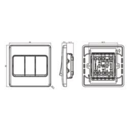Knightsbridge Curved Edge 10AX 3-Gang 2-Way Light Switch  White