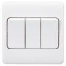 Knightsbridge Curved Edge 10AX 3-Gang 2-Way Light Switch  White