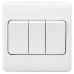 Knightsbridge Curved Edge 10AX 3-Gang 2-Way Light Switch  White