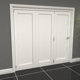 Green & Taylor 1-Panel Roomfold 3-Door Primed White Wooden Shaker Internal Bi-Fold Doors 2060mm x 2133mm