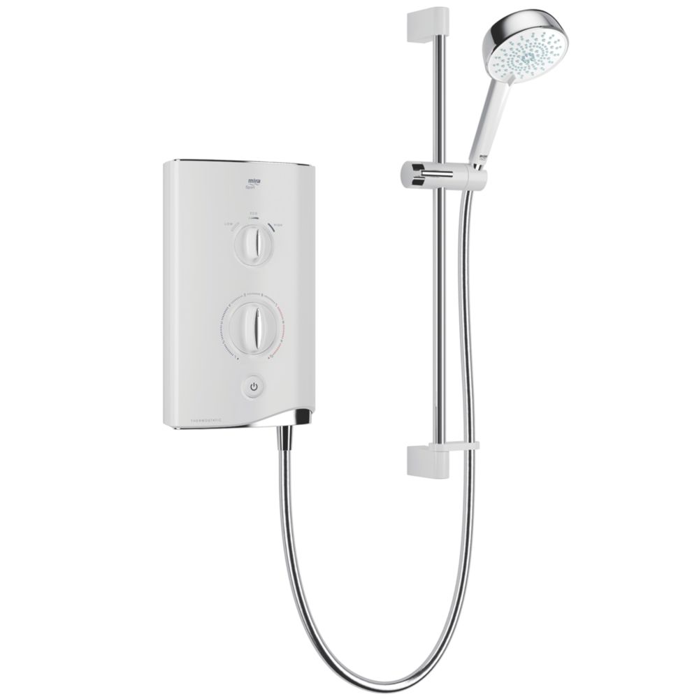 Mira Sport White/Chrome 9.8kW Thermostatic Electric Shower - Screwfix