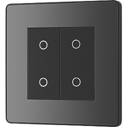 British General Evolve 2-Gang 2-Way LED Double Secondary Touch Trailing Edge Dimmer Switch  Black with Black Inserts