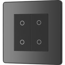 British General Evolve 2-Gang 2-Way LED Double Secondary Touch Trailing Edge Dimmer Switch  Black Chrome