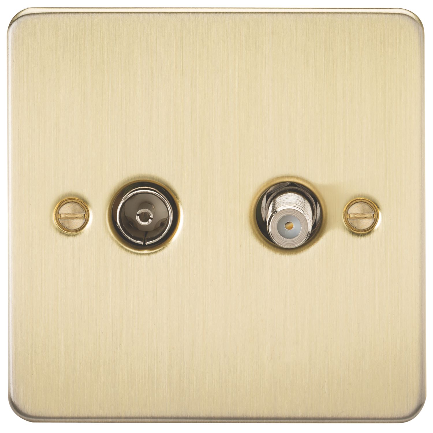 Knightsbridge 2-Gang Isolated Coaxial TV & F-Type Satellite Socket Brushed Brass (278VF)