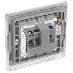 British General Nexus Metal 13A 1-Gang Unswitched Socket Polished Chrome with White Inserts