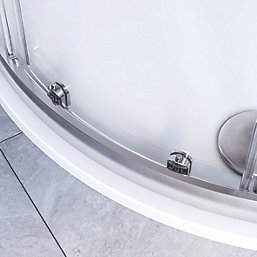 Aqualux Edge 8 Semi-Frameless Quadrant Shower Enclosure Reversible Left/Right Opening Polished Silver 800mm x 800mm x 2000mm