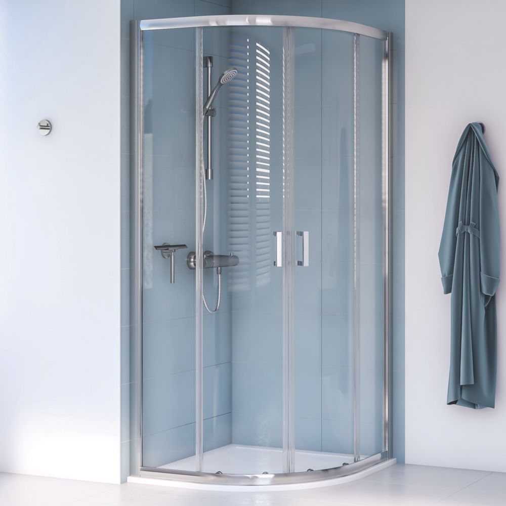 Aqualux Edge 8 Semi-Frameless Quadrant Shower Enclosure Polished Silver ...