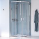 Aqualux Edge 8 Semi-Frameless Quadrant Shower Enclosure  Polished Silver 800mm x 800mm x 2000mm
