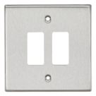 Knightsbridge  2-Module Grid Faceplate Brushed Chrome