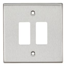Knightsbridge  2-Module Grid Faceplate Brushed Chrome