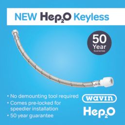 Hep2O Push-Fit Keyless Flexi Tap Connector 15mm x 3/4" x 500mm 2 Pack