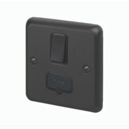 MK Contoura 13A Switched Fused Spur  Black with Colour-Matched Inserts