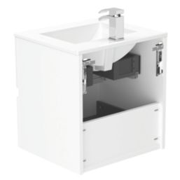Newland  Double Drawer Wall-Mounted Vanity Unit with Basin Gloss White 500mm x 450mm x 540mm