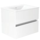 Newland  Double Drawer Wall-Mounted Vanity Unit with Basin Gloss White 500mm x 450mm x 540mm
