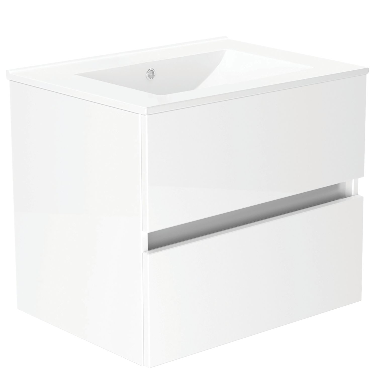 Newland Double Drawer Wall-Mounted Vanity Unit with Basin Gloss White 500mm x 450mm x 540mm (279RN)